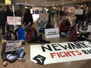 Anti-Trump protesters stage sit-in in Newark Penn Station